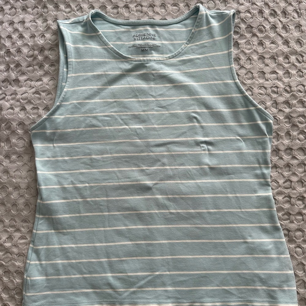 Adrienne Vittadini Women's Striped Tank Top - Baby blue